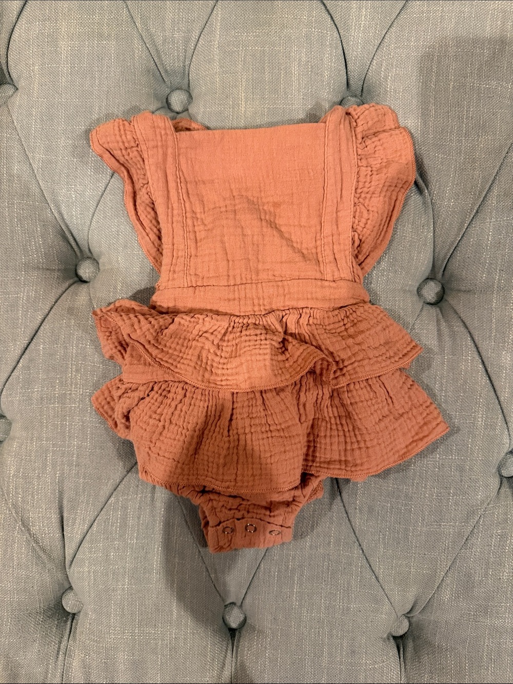 Rust Ruffled Gauze Baby Romper